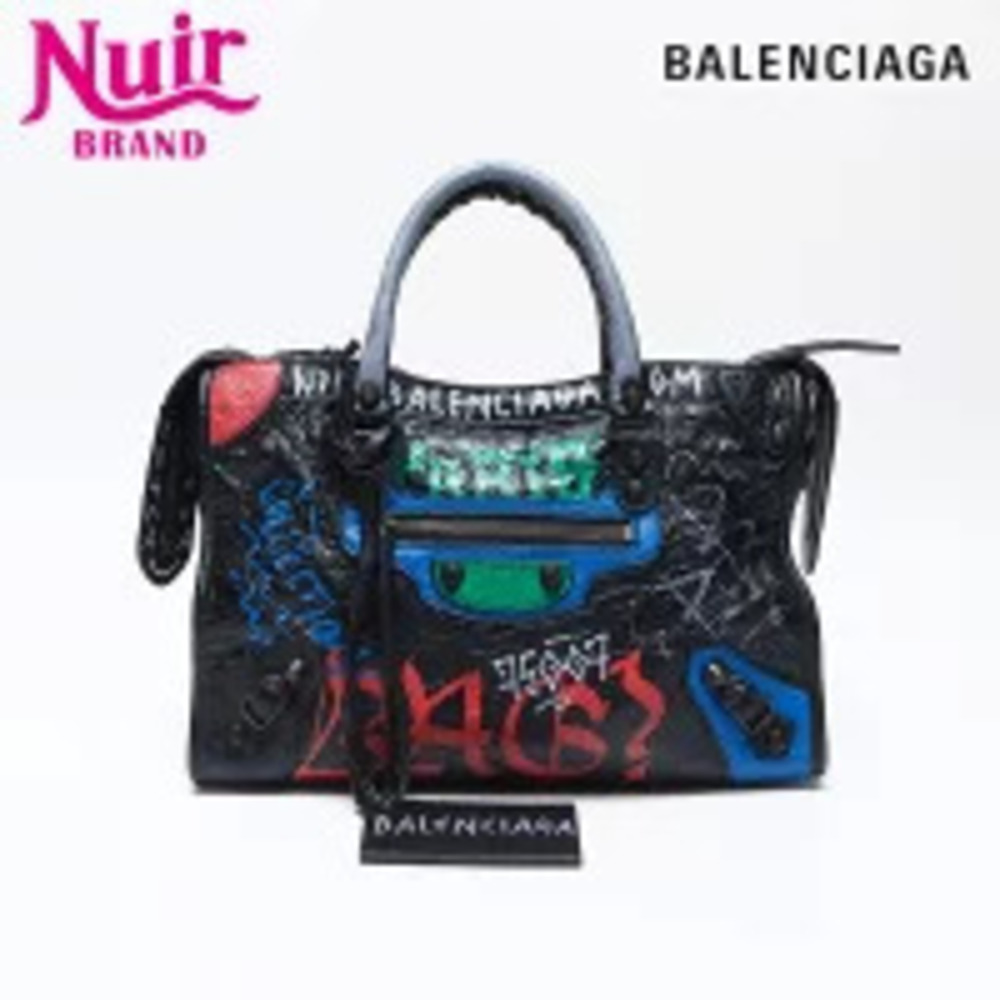 Balenciaga Graffiti City Handbag Black